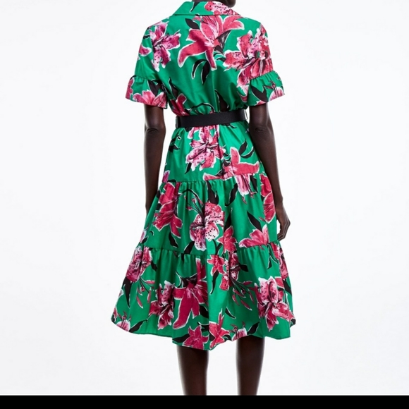 ✨2xHP✨Zara Floral Belted V-neck midi dress - Picture 8 of 14